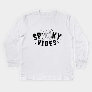 Spooky Vibes with  Ghost Kids Long Sleeve T-Shirt